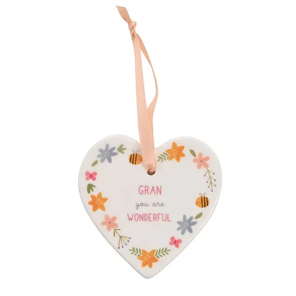 Heart Hanging Plaque - White, Ceramic image