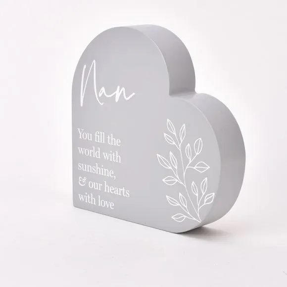 Heart Plaque with Quote - Grey, Wood image