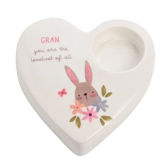 Heart-Shaped Tealight Holder - White, Ceramic