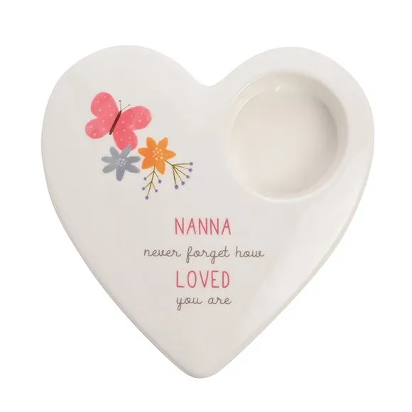 Heart-Shaped Tealight Holder - White, Ceramic