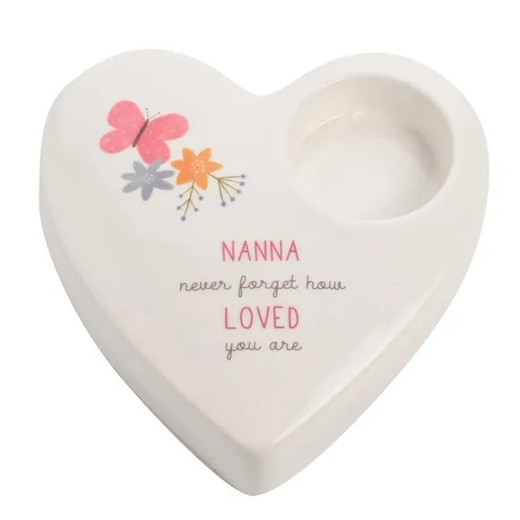 Heart-Shaped Tealight Holder - White, Ceramic