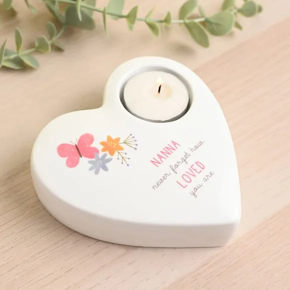 Heart-Shaped Tealight Holder - White, Ceramic image