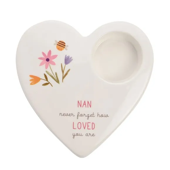 Heart-Shaped Tealight Holder - White, Ceramic