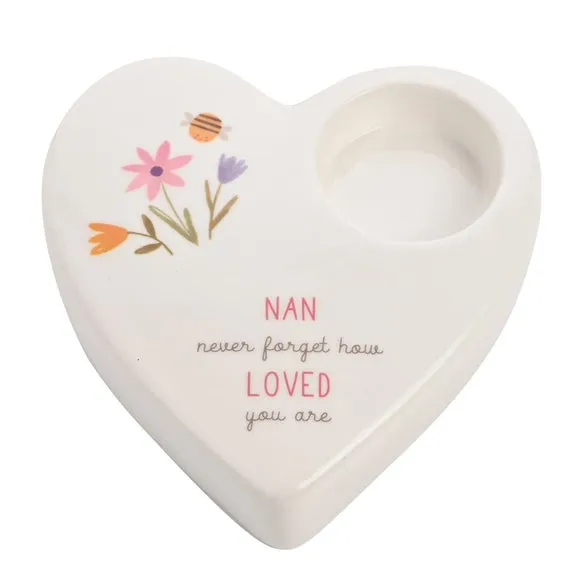 Heart-Shaped Tealight Holder - White, Ceramic