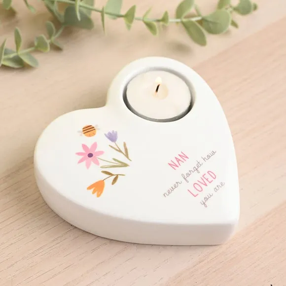 Heart-Shaped Tealight Holder - White, Ceramic image