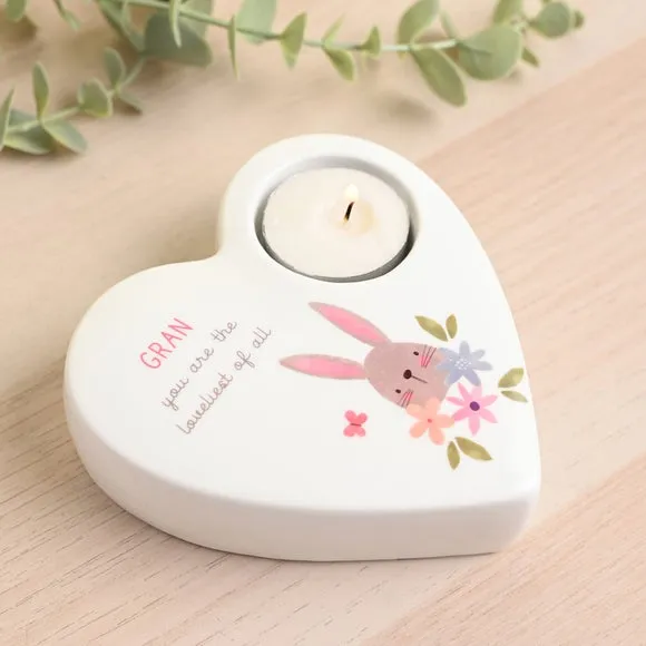 Heart-Shaped Tealight Holder - White, Ceramic image