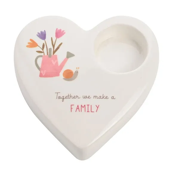 Heart-Shaped Tealight Holder - White, Ceramic