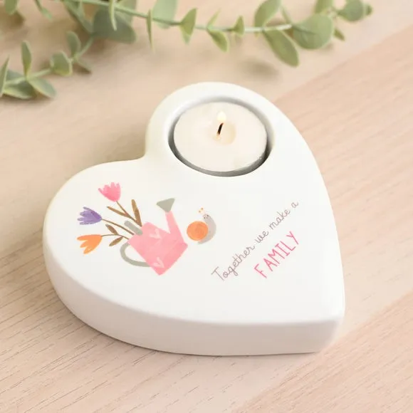 Heart-Shaped Tealight Holder - White, Ceramic image
