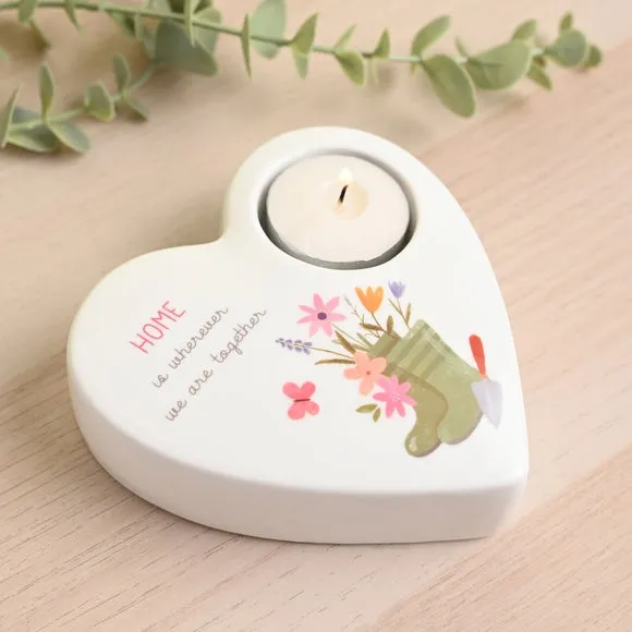 Heart-Shaped Tealight Holder - White, Ceramic image