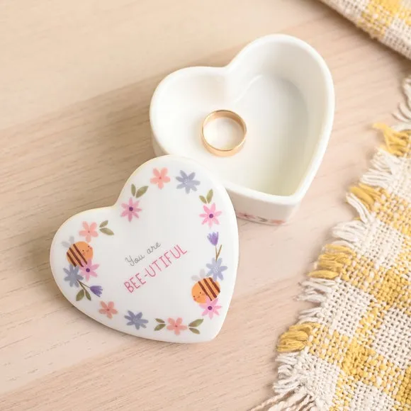 Heart-Shaped Trinket Box - White, Ceramic image