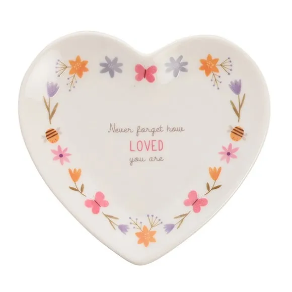 Heart-Shaped Trinket Tray - White, Ceramic