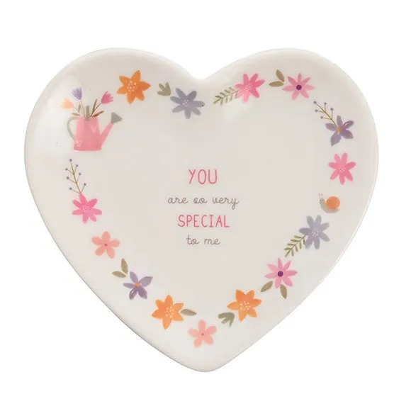 Heart-Shaped Trinket Tray - White, Ceramic