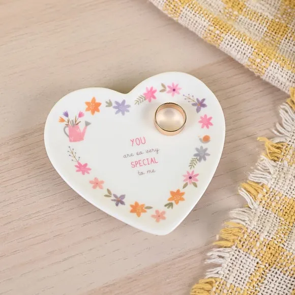 Heart-Shaped Trinket Tray - White, Ceramic image