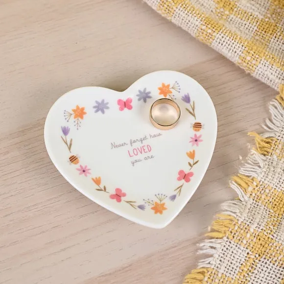Heart-Shaped Trinket Tray - White, Ceramic image