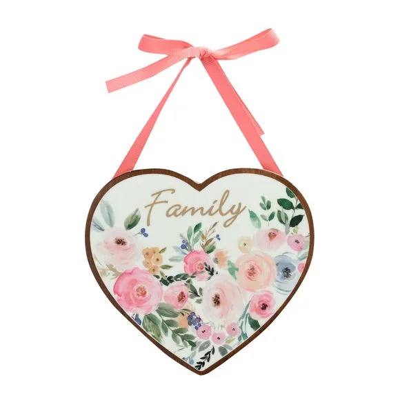 Heart-Shaped Wall Plaque with Ribbon - Multicolor, Wood image