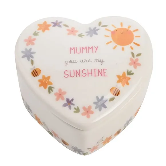 Heart Trinket Box with Floral Design - White image