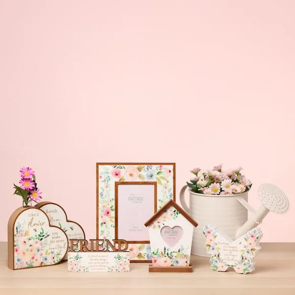 Heart Wall Plaque with Floral Design - White, Wood