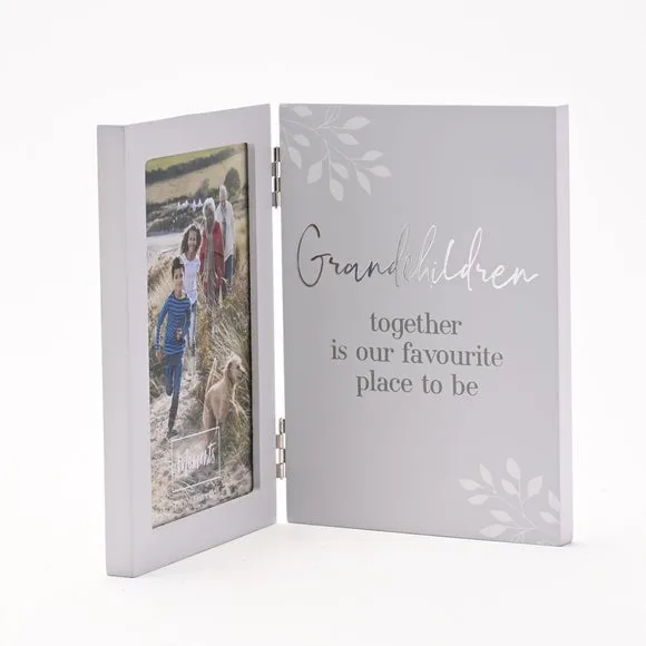 Hinged Photo Frame with Verse - Grey, Wood