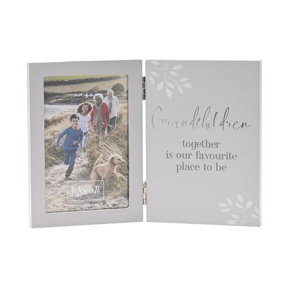Hinged Photo Frame with Verse - Grey, Wood