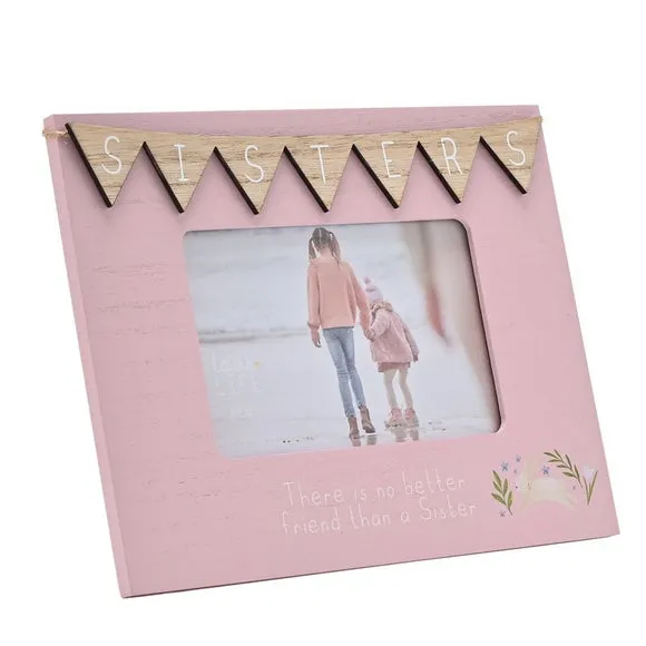 Photo Frame with Bunting Detail - Pink, Wood