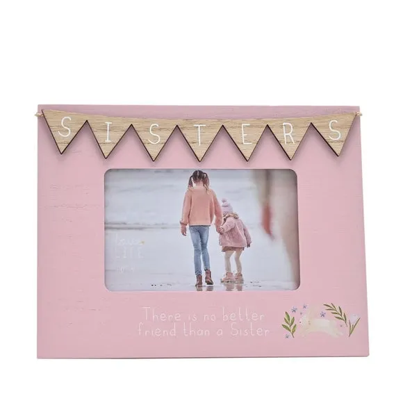Photo Frame with Bunting Detail - Pink, Wood image