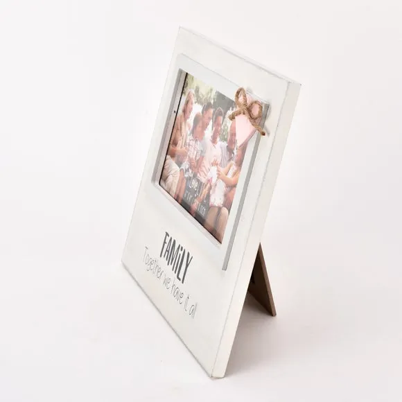 Photo Frame with Heart Detail - White, Wood