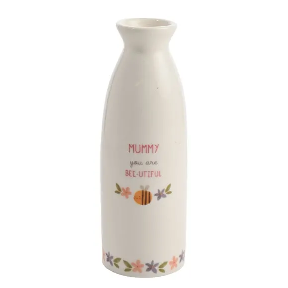 Stem Vase with Floral Design - White, Ceramic image