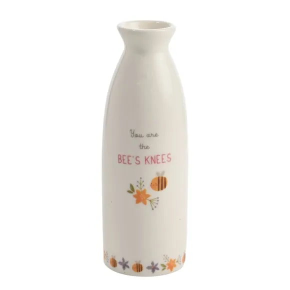 Stem Vase with Floral Design - White, Ceramic image