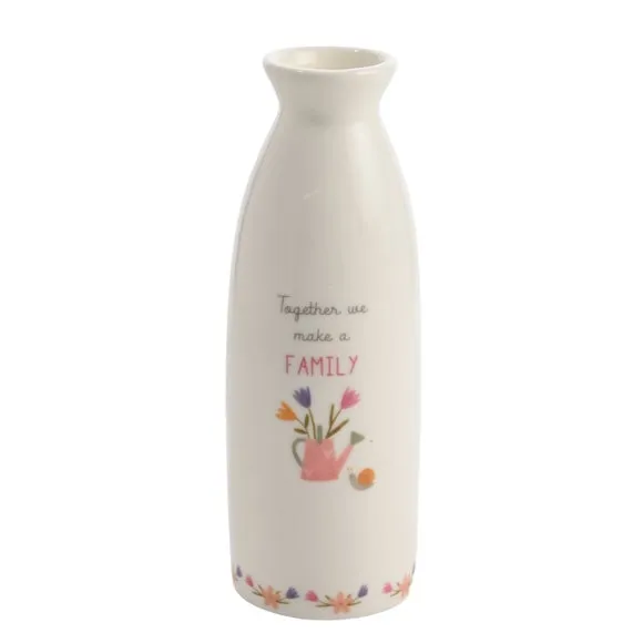 Stem Vase with Floral Design - White, Ceramic