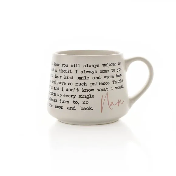 Stoneware Mug with Message - White, Ceramic