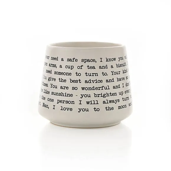 Stoneware Mug with Message - White, Ceramic