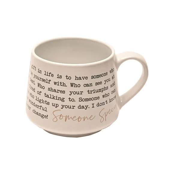 Stoneware Mug with Quote - White, Ceramic