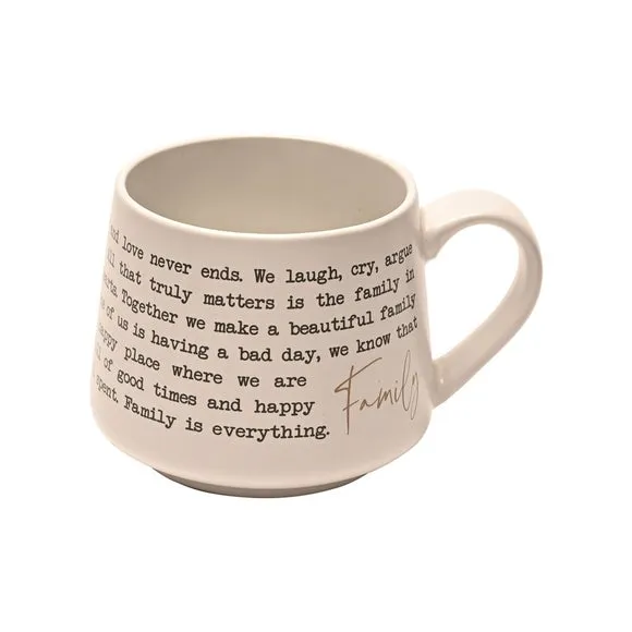 Stoneware Mug with Quote - White, Ceramic