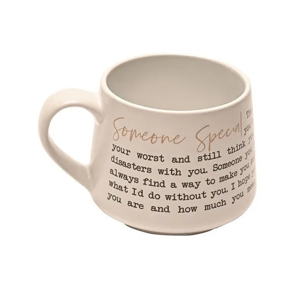Stoneware Mug with Quote - White, Ceramic image