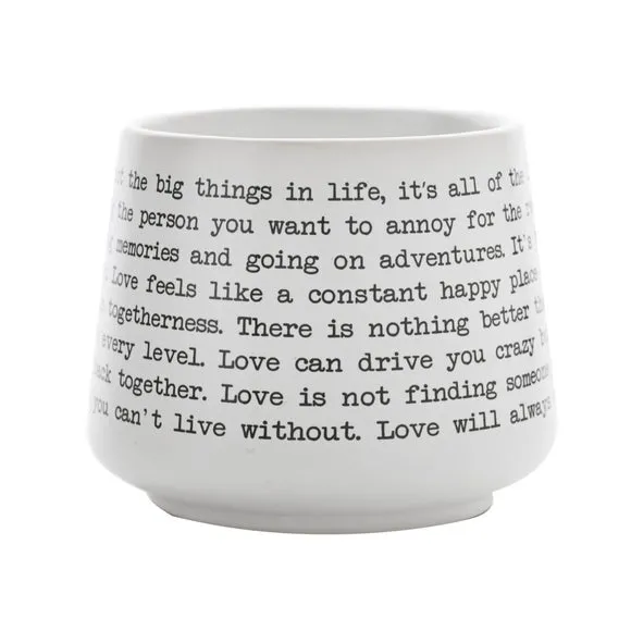 Stoneware Mug with Quote - White, Matte Finish
