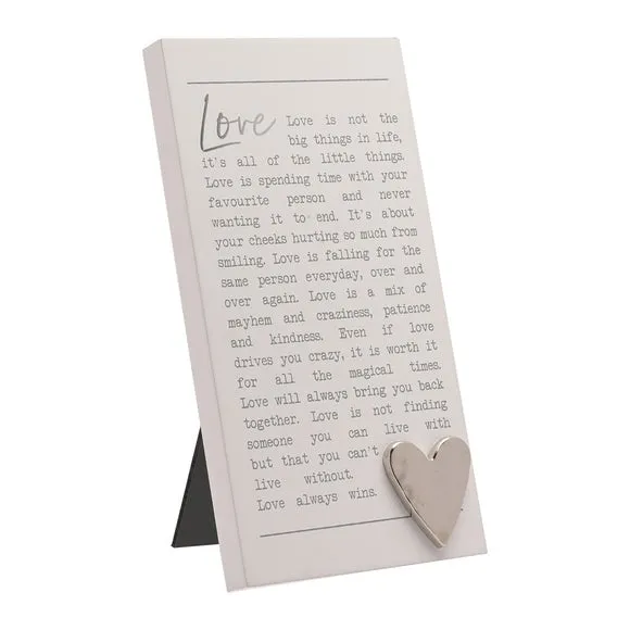 Wall Plaque with Heart Detail - White, Wood image