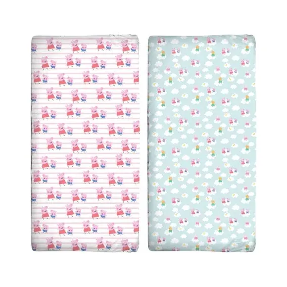 2-Pack Cot Bed Fitted Sheets - Pink, Cotton