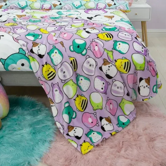 Fleece Blanket with Character Print - Purple