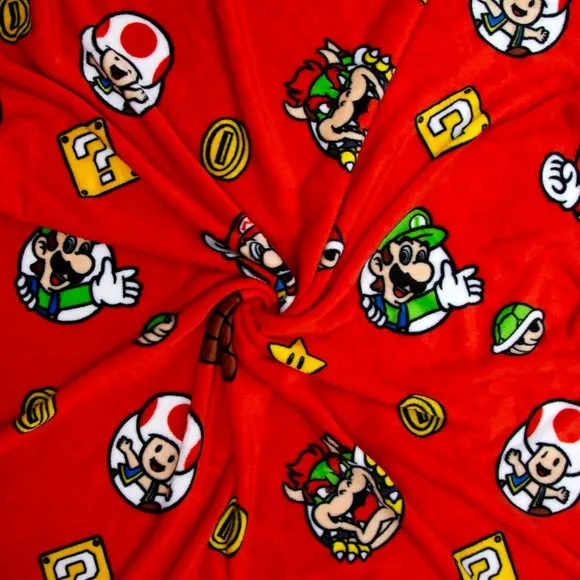 Mario Fleece Blanket - Red, Polyester
