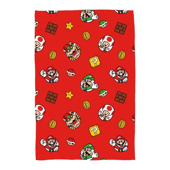 Mario Fleece Blanket - Red, Polyester