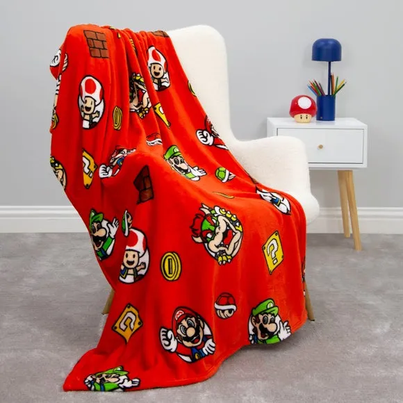Mario Fleece Blanket - Red, Polyester image