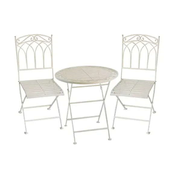 3-Piece Foldable Bistro Set - White, Wrought Iron image