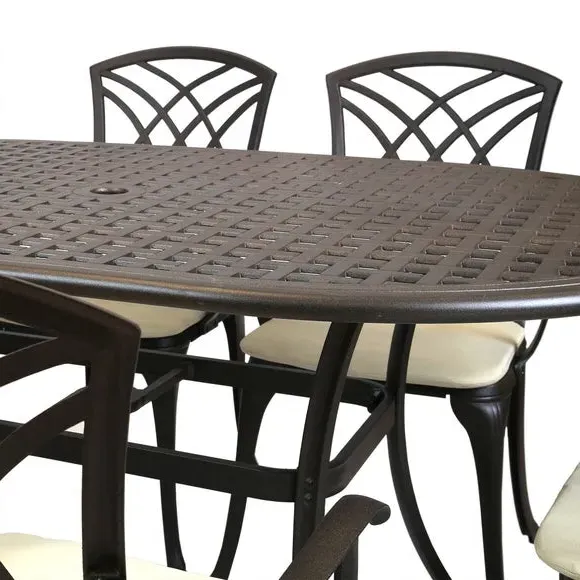 6-Seater Oval Dining Set - Black, Bronze