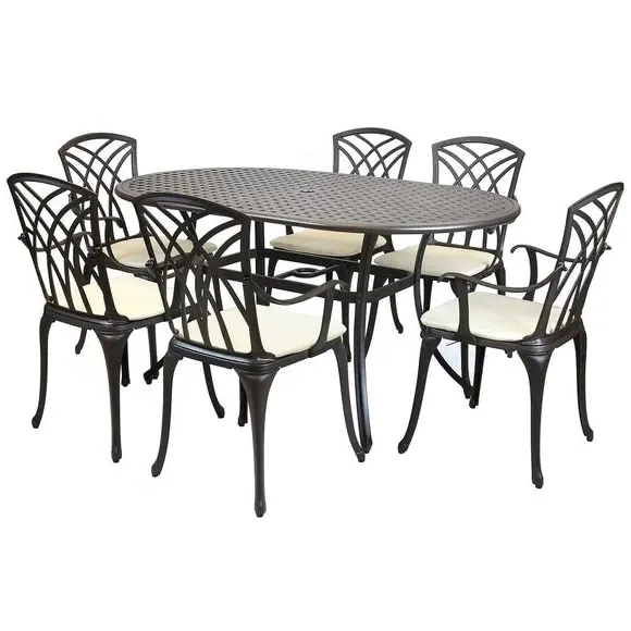 6-Seater Oval Dining Set - Black, Bronze image