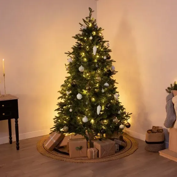 7ft Pre-lit Christmas Tree - Green, Faux image