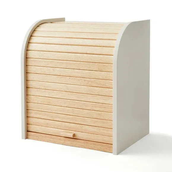 2-Layer Bread Bin with Rolling Door - Natural