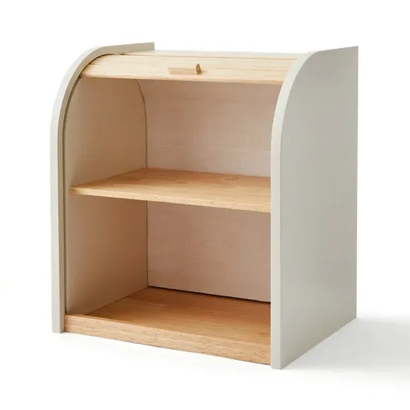 2-Layer Bread Bin with Rolling Door - Natural