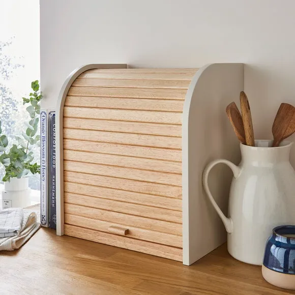 2-Layer Bread Bin with Rolling Door - Natural image