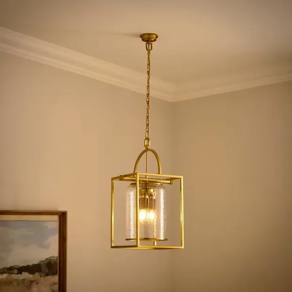 3-Light Adjustable Pendant Light - Gold, Glass