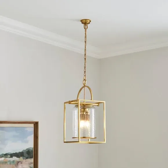 3-Light Adjustable Pendant Light - Gold, Glass image